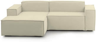 Dmora Sofa mit Halbinsel Assurte, modulares Sofa mit linker Chaiselongue, modernes Stoffsofa, 100 % Made in Italy, 240 x 170 x 70 cm, Beige