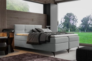 99rooms Festa Boxspringbett Strukturstoff 180x200 cm Hellgrau