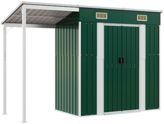 vidaXL Gartenhaus mit Schleppdach Grün 277x107x181 cm Stahl 364524