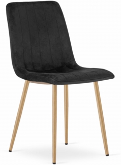 Valora JEWA Stuhl - Sitzfläche aus schwarzem Samt mit Beinen in Holzoptik x1