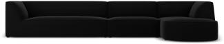 Micadoni 6-Sitzer Samtstoff Modular Ecke rechts Sofa Ruby | Bezug Black | Beinfarbe Black Plastic