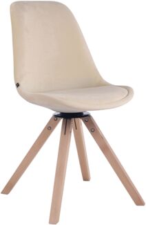 CLP Esszimmerstuhl Troyes Samt Square drehbarer und mit eckigen Holzbeinen,creme natura