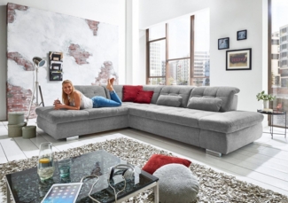 Die PlanBar Ecksofa MP-IN17004 L-Form, wahlweise mit Bettfunktion, Sitztiefen- und Kopfteilverstellung