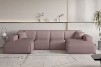 Wohnlandschaft Sofa U-Form CELES PREMIUM XS in Stoff Scala Lavendel