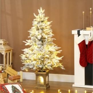 BlingBin Künstlicher Weihnachtsbaum Weihnachtsbaum künstlich 120 cm Christbaum mit 100 LED Beleuchtung, Tannenbaum, 8 Modi, 242 Spitzen, Christbaum Weihnachtsdeko Metallständer