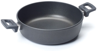WOLL Guss‑Kasserolle Nowo Titanium Induction Servierpfanne Ø 28 cm × 8 cm (4,5 l), kratz‑ & schnittfest, Aluminium-Handguss mit 9 mm Induktionsboden, alle Herdarten inkl. Induktion, spülmaschinen‑ & backofenfest bis ca. 250 °C,