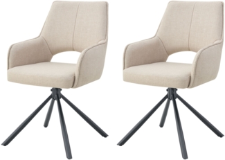 Tokio Drehstuhl 2er Set - Stuhl (B/H/T): 57 x 91 x 64 cm in Creme