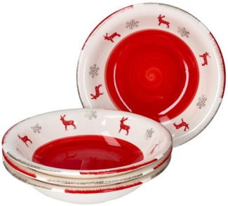 4er Set Rentier Unik Suppenteller 450ml Pastateller Bowl Weihnachten Schale