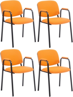 CLP 4er Set Besucherstühle Ken Pro Stoff mit Metallgestell und Stoffbezug,orange