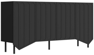 FUFU&GAGA Sideboard 4-türiger Esszimmerschrank, 40 x 160 x 80 cm, schwarz, MDF