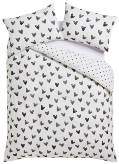 Next Bett-Set Wendbarer Bettbezug und Kissenbezug mit Herzmotiv, Bezug: Polyester (recycelt), Baumwolle