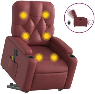 vidaXL Massagesessel mit Aufstehhilfe Elektrisch Weinrot Kunstleder 3204797