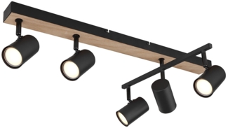 Spotlampe, Metall, Holzoptik, 5 Flammig, L 70cm