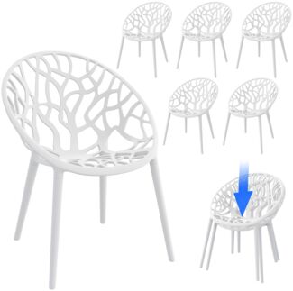 STEELSØN 'Quanta' Gartenstuhl, weiß, Kunststoff, wetterfest und UV-beständig, Balkonstuhl stapelbar, bis 120 kg belastbar, 6er Set