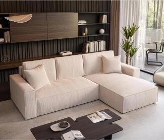 Beautysofa Ecksofa PARYS L, Polstersofa aus Cordstoff, mit Schlaffunktion