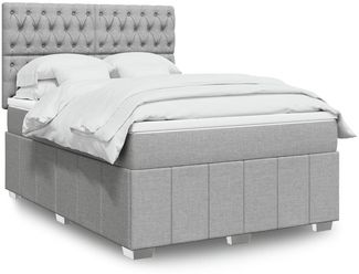 vidaXL Boxspringbett mit Matratze Hellgrau 140x190 cm Stoff 3291670