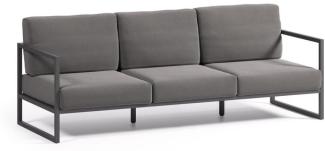 Nosh Comova 3-Sitzer-Sofa 100% outdoor dunkelgrau und aus schwarzem Aluminium 222 cm