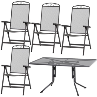 SIENA GARDEN Elda Set 5-teilig Klappsessel + Tisch 140 4 x Klappsessel + 1 x Tisch 140 x 90 cm
