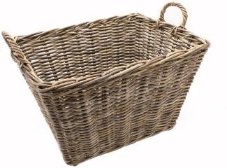 Spetebo Kaminholzkorb Rattan Tragekorb für Kaminholz - 66x47 cm (Packung, 1 tlg), Korb mit 2 Griffen zum Transportieren von Brennholz