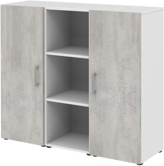 Aktenschrank V - 3 Ordnerhöhen - Weiß/Beton