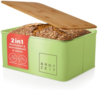 Lumaland Brotkasten Cuisine Brotkasten, Bambus/Metall, Brotdose aus Metall mit Bambus Deckel