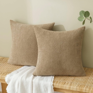 Kordsamt Dekokissenbezug 40x40cm Braun 2er Set Sofakissen Couch Wohnzimmer