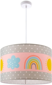 Paco Home Pendelleuchte Cosmo 962, ohne Leuchtmittel, Lampe Kinderzimmer Deckenlampe Regenbogen Sonne Rosa Grau Weiß E27