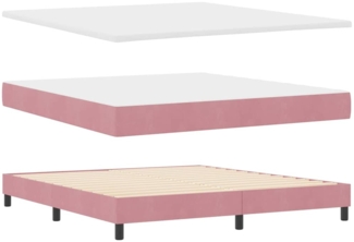 vidaXL Boxspringbett mit Matratze Schwarz 100x200 cm Velvet Rosa 3341431