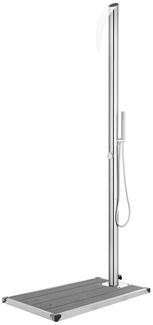 vidaXL Gartendusche mit Grauer Bodenplatte 225 cm Edelstahl 3070795