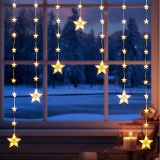 Elegear Lichterkette 114/150 cm Weihnachtsdeko Fenster Warmweiß & Bunt, Haken Timer 8 Modi, LED Fensterbilder für Innen/Außen/Fenster Weihanchten Deko