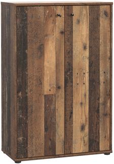 Hochkommode >TEMPRA2< 2 Türen, 2 Böden, Old-Wood Vintage Dekor - 73,7 x 111,1 x 34,8 cm (BxHxT)