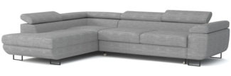 Deine Möbel 24 Wohnlandschaft ASTON Cord-Stoff Samt 277 cm breit Ecksofa Sofa Wohnzimmer L-Couch, Grau Beige Dunkelgrau Anthrazit Graphit Schwarz Hellgrau verstellbare Kopfstütze 2 Teile, mit Schlaffunktion Bettfurnktion Bettkasten Stauraum