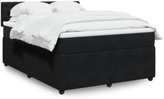 vidaXL Boxspringbett mit Matratze Schwarz 140x190 cm Samt 3290042