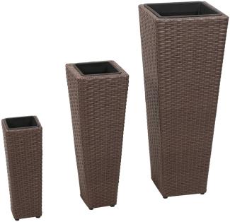 vidaXL Blumenkübel 3 Stk. Polyrattan Braun 40535