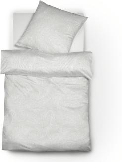 Fleuresse Jacquard Leinen-Bettwäsche Provence Prestige, silber 240x220 + 2 x 80x80 cm
