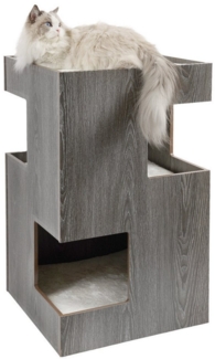 Canadian Cat Company Tierhaus Cat Castle Katzenturm, Katzenhöhle, Katzenbett aus Holz, dunkelgrau - 50 x 50 x 80 cm