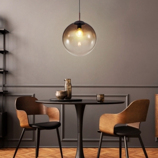 LED Kugel Pendellampe, Glas, amber-braun, 30 cm, VARUS
