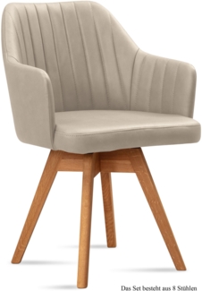 Armlehnstuhl drehbar (8er-Set) Dotty 58 x 81 x 60 Eiche geölt/Natur