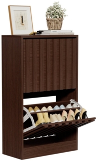 UEV Schuhschrank mit 2 Klappen Schuhregal Schukipper schmal platzsparend (Anti-Kipp-Vorrichtung für Eingangsbereich, Modern Schuhaufbewahrung mit Oberplatte Platzsparend, Schuhkommode) Trennwände verstellbar und abnehmbar für verschiedene Schuhtypen