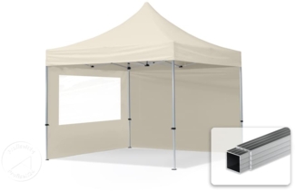 3x3 m Faltpavillon, ECONOMY Alu 32mm, Seitenteile mit Panoramafenster, creme
