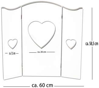 DRULINE Feuerzeug 60cm Wandschirm Weiss Fensterdeko Shabby Fensterladen Deko Herz Parave