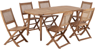 Essgruppe für 6 Personen PARAGGI Zertifiziertes Akazienholz 180x90x77 cm Natürlich