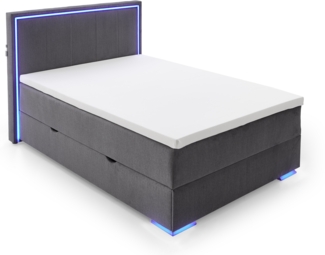 Colorado II Boxspringbett grau Stoffbezug Breeze 209cm x 151cm x 121cm