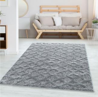 Carpettex Hochflor-Teppich Geometrisch Design, Rund, Höhe: 20 mm, Teppich Wohnzimmer Geometrisch Design 3D Optik Skandinavische Stil