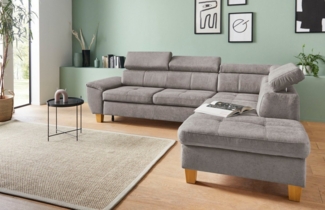 exxpo - sofa fashion Ecksofa Enya, aufwendige Detailverarbeitung, hoher Sitzkomfort, bequem, L-Form, mit Kopfteilverstellung, wahlweise Bettfunktion u. Bettkasten