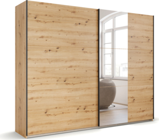 rauch Kleiderschrank; Schwebetürenschrank KRONACH, 2-türig, 1 Spiegeltüre, Eiche Artisan, 261x210x59xcm