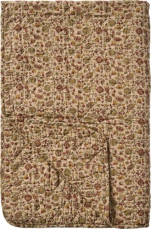 Ib Laursen Decke Quilt Tagesdecke Überwurf 180x130cm Rot Orange Blumen 07914-00