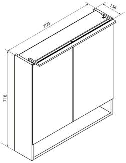 Fackelmann B.PARIS LED-Spiegelschrank 70 cm breit, Grau