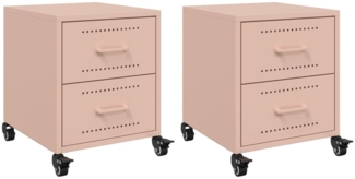 vidaXL Nachttische 2 Stk. Rosa 36x39x43,5 cm Stahl 846629