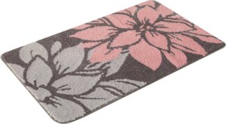 my home Badematte Susan, Höhe 15 mm, fußbodenheizungsgeeignet, strapazierfähig, Polyester, rechteckig, Blumen-Muster, Badteppich, Badematten auch als 3 teiliges Set & rund
